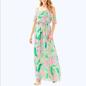 NWT Lilly Pulitzer Zadie Maxi Dress Coral Reef Tint Large
